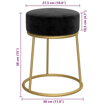 vidaXL Στρογγυλό Σκαμπό Hocker Μαύρο Βελούδινο 30x38cm
