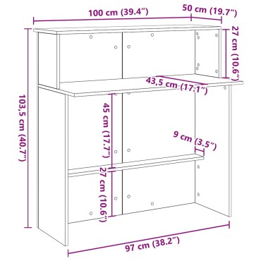 vidaXL Γραφείο υποδοχής Παλιό Ξύλο 100x50x103,5cm Επεξεργασμένο Ξύλο 1 τεμ.