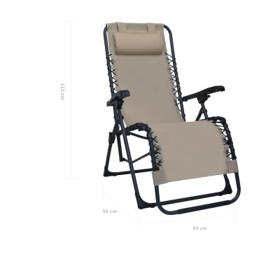 vidaXL Σεζλόνγκ Πτυσσόμενη Taupe από Textilene 65x50x111cm 1 τεμ.