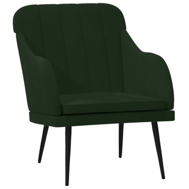 vidaXL Πολυθρόνα Σκούρο Πράσινο 63x76x80cm Βελούδινη 1 τεμ.