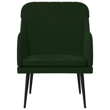 vidaXL Πολυθρόνα Σκούρο Πράσινο 63x76x80cm Βελούδινη 1 τεμ.