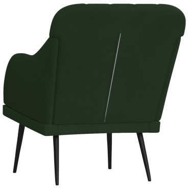 vidaXL Πολυθρόνα Σκούρο Πράσινο 63x76x80cm Βελούδινη 1 τεμ.