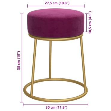 vidaXL Στρογγυλό Σκαμπό Hocker Μοβ Βελούδινο 30x38cm