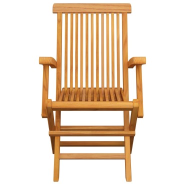 vidaXL Καρέκλες Κήπου 4 τεμ. Μασίφ Ξύλο Teak με Γκρι Καρό Μαξιλάρια 55x60x89cm