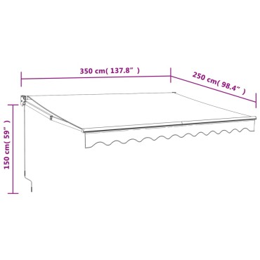 vidaXL Τέντα Πτυσσόμενη Αυτόματη Ανθρακί 3,5 x 2,5 μ.
