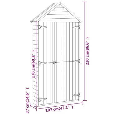 vidaXL Αποθήκη Εργαλείων Κήπου 107x37x220 εκ. Εμποτισμένο Μασίφ Πεύκο