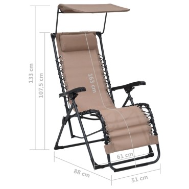 vidaXL Σεζλόνγκ Πτυσσόμενη Taupe από Textilene 61x88x107,5cm 1 τεμ.