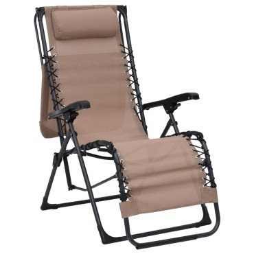 vidaXL Σεζλόνγκ Πτυσσόμενη Taupe από Textilene 61x88x107,5cm 1 τεμ.