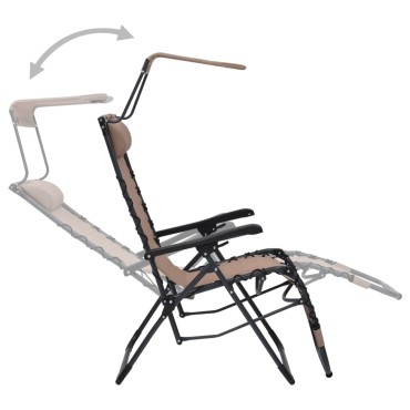 vidaXL Σεζλόνγκ Πτυσσόμενη Taupe από Textilene 61x88x107,5cm 1 τεμ.