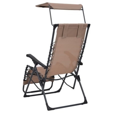 vidaXL Σεζλόνγκ Πτυσσόμενη Taupe από Textilene 61x88x107,5cm 1 τεμ.