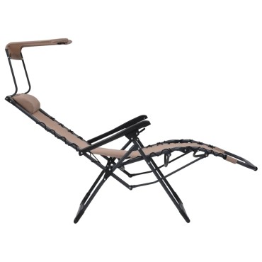 vidaXL Σεζλόνγκ Πτυσσόμενη Taupe από Textilene 61x88x107,5cm 1 τεμ.