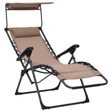 vidaXL Σεζλόνγκ Πτυσσόμενη Taupe από Textilene 61x88x107,5cm 1 τεμ.
