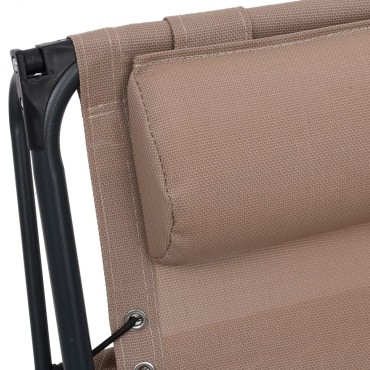 vidaXL Σεζλόνγκ Πτυσσόμενη Taupe από Textilene 61x88x107,5cm 1 τεμ.