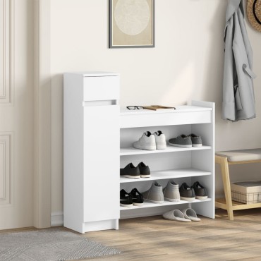 vidaXL Παπουτσοθήκη Λευκή 100,5x28x100cm από Επεξεργασμένο Ξύλο