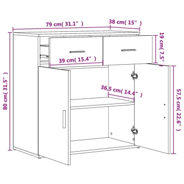vidaXL Βοηθητικά Ντουλάπια 2 τεμ. Γκρι Sonoma 79x38x80cm Επεξ. Ξύλο