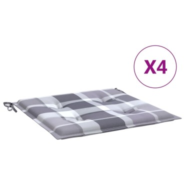vidaXL Μαξιλάρια Καρέκλας 4τεμ Γκρι Καρό 40x40x3cm Ύφασμα Oxford