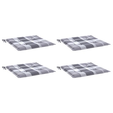 vidaXL Μαξιλάρια Καρέκλας 4τεμ Γκρι Καρό 40x40x3cm Ύφασμα Oxford