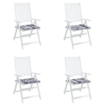 vidaXL Μαξιλάρια Καρέκλας 4τεμ Γκρι Καρό 40x40x3cm Ύφασμα Oxford