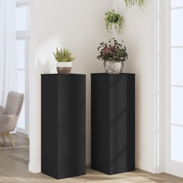 vidaXL Βάσεις Φυτών 2 τεμ. Μαύρες 33x33x100 εκ. από Επεξεργασμένο Ξύλο
