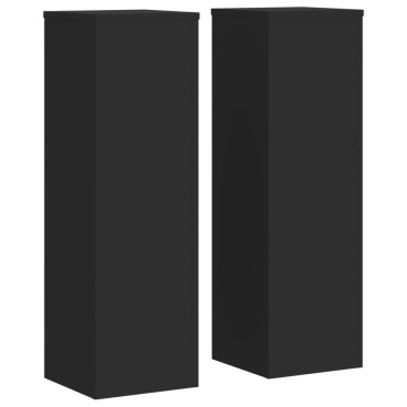vidaXL Βάσεις Φυτών 2 τεμ. Μαύρες 25x25x80 εκ. από Επεξεργασμένο Ξύλο