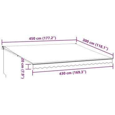 vidaXL Τέντα Πτυσσόμενη Ανθρακί και Λευκή 4,5x3μ. Ύφασμα και Αλουμίνιο