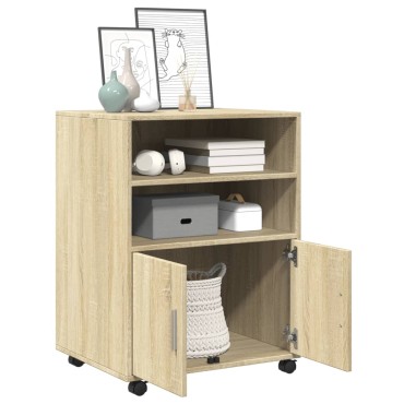 vidaXL Ντουλάπι Τροχήλατο Sonoma Δρυς 60x48x81cm από Επεξ. Ξύλο 1 τεμ.