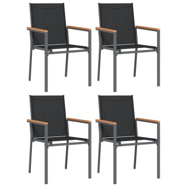 vidaXL Καρέκλες Κήπου 4 τεμ. Μαύρες 55x61,5x90cm από Textilene/Ατσάλι