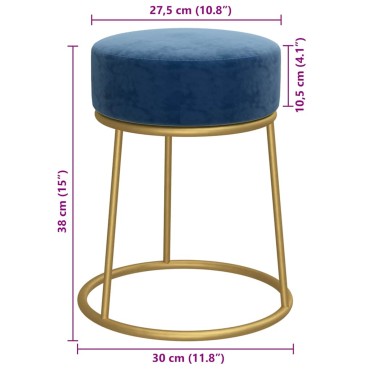 vidaXL Στρογγυλό Σκαμπό Hocker Μπλε Βελούδινο 30x38cm