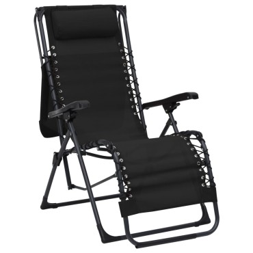 vidaXL Σεζλόνγκ Πτυσσόμενη Μαύρη από Textilene 61x88x107,5cm 1 τεμ.