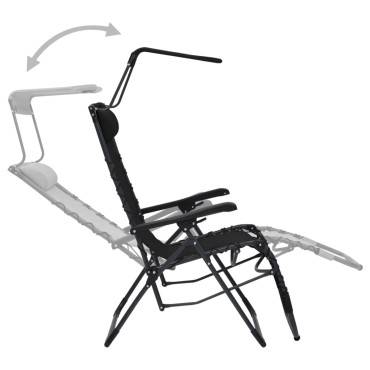 vidaXL Σεζλόνγκ Πτυσσόμενη Μαύρη από Textilene 61x88x107,5cm 1 τεμ.