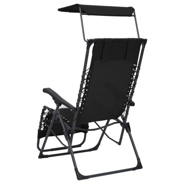 vidaXL Σεζλόνγκ Πτυσσόμενη Μαύρη από Textilene 61x88x107,5cm 1 τεμ.