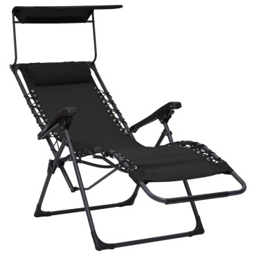 vidaXL Σεζλόνγκ Πτυσσόμενη Μαύρη από Textilene 61x88x107,5cm 1 τεμ.