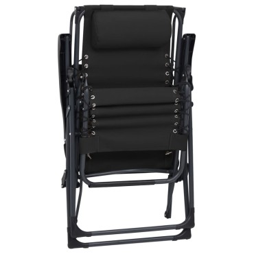 vidaXL Σεζλόνγκ Πτυσσόμενη Μαύρη από Textilene 61x88x107,5cm 1 τεμ.