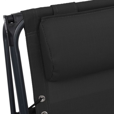 vidaXL Σεζλόνγκ Πτυσσόμενη Μαύρη από Textilene 61x88x107,5cm 1 τεμ.