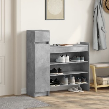 vidaXL Παπουτσοθήκη Γκρι Σκυροδέματος 100,5x28x100cm Επεξεργ. Ξύλο