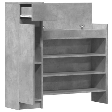 vidaXL Παπουτσοθήκη Γκρι Σκυροδέματος 100,5x28x100cm Επεξεργ. Ξύλο