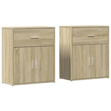 vidaXL Βοηθητικά Ντουλάπια 2 τεμ. Sonoma Δρυς 60x31x70cm Επεξ. Ξύλο