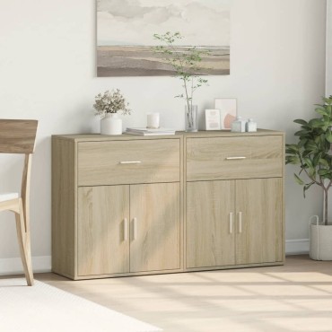 vidaXL Βοηθητικά Ντουλάπια 2 τεμ. Sonoma Δρυς 60x31x70cm Επεξ. Ξύλο