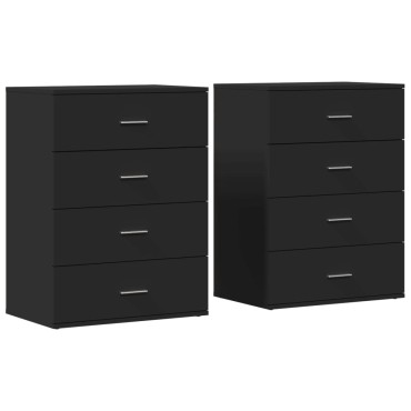 vidaXL Βοηθητικά Ντουλάπια 2 τεμ. Μαύρη 60x39x80cm Επεξεργ. Ξύλο
