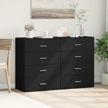 vidaXL Βοηθητικά Ντουλάπια 2 τεμ. Μαύρη 60x39x80cm Επεξεργ. Ξύλο