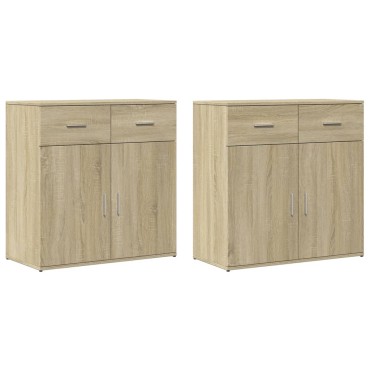 vidaXL Βοηθητικά Ντουλάπια 2 τεμ. Sonoma Δρυς 79x38x80cm Επεξ. Ξύλο