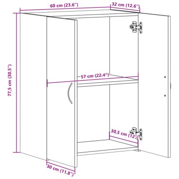 vidaXL Αρχειοθήκη Γκρι Σκυρ. 60x32x77,5cm Επεξεργασμένο Ξύλο 1 τεμ.