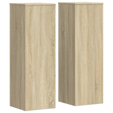 vidaXL Βάσεις Φυτών 2 Τεμ. Sonoma Δρυς 33x33x100εκ. Επεξεργασμένο Ξύλο