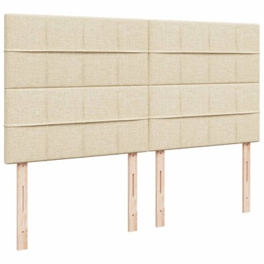 vidaXL Κρεβάτι Boxspring με Στρώμα Κρεμ 200x200cm Υφασμάτινο 1 τεμ. - Διπλό
