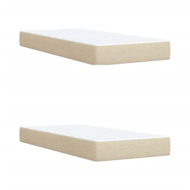 vidaXL Κρεβάτι Boxspring με Στρώμα Κρεμ 200x200cm Υφασμάτινο 1 τεμ. - Διπλό