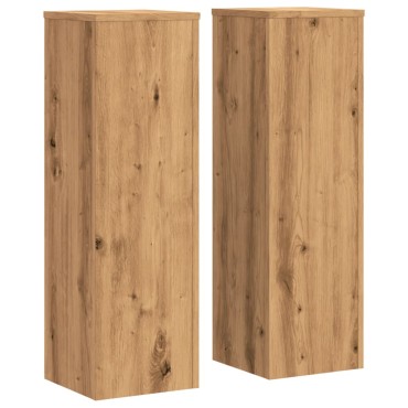 vidaXL Βάσεις Φυτών 2 τεμ. Αρτισιανή Δρυς 25x25x80 εκ. Επεξ. Ξύλο