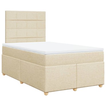 vidaXL Κρεβάτι Boxspring με Στρώμα Κρεμ 120x190cm Υφασμάτινο 1 τεμ. - Μονό