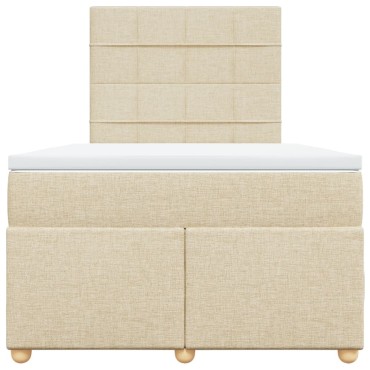 vidaXL Κρεβάτι Boxspring με Στρώμα Κρεμ 120x190cm Υφασμάτινο 1 τεμ. - Μονό