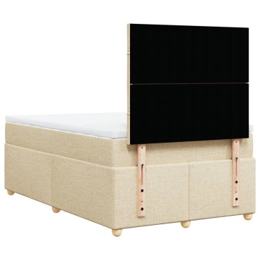 vidaXL Κρεβάτι Boxspring με Στρώμα Κρεμ 120x190cm Υφασμάτινο 1 τεμ. - Μονό