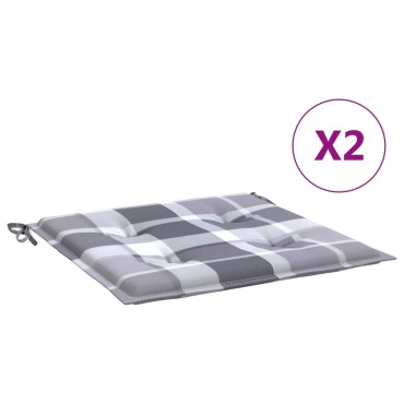 vidaXL Μαξιλάρια Καρέκλας 2τεμ Γκρι Καρό 40x40x3cm Ύφασμα Oxford